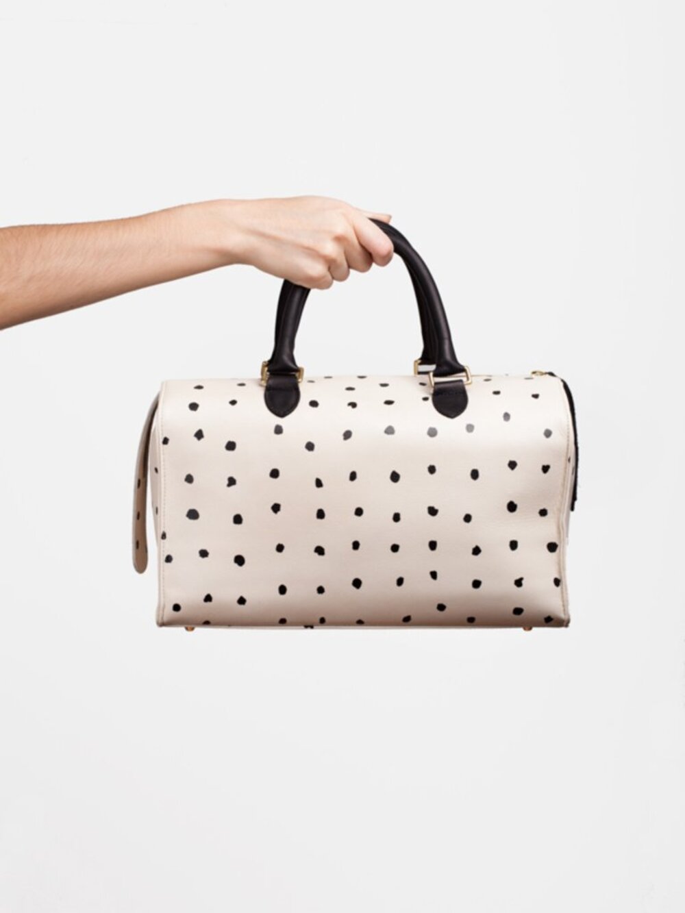 Clare V  Black and White Polka Dot Sandrine Duffle
